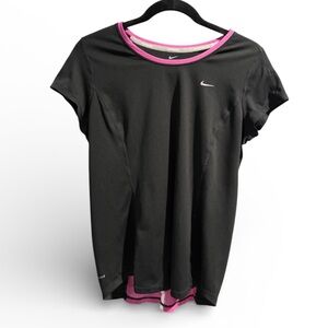 Nike Black & Pink Workout Running T Shirt- Size Large